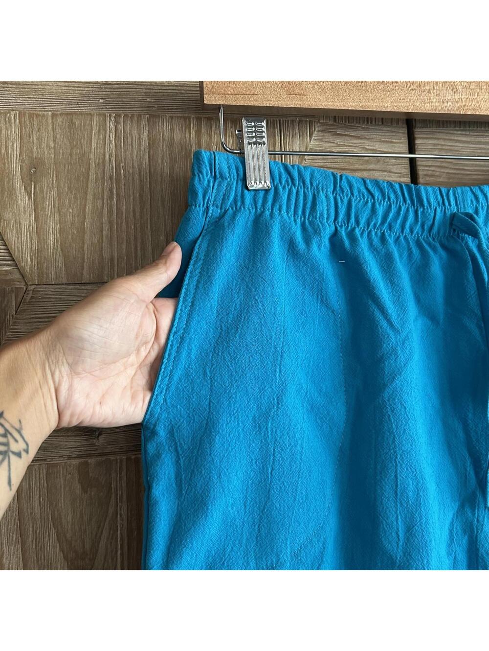 NWT B'Gauze Women's Casual Pants Size L/XL Blue 100% Cotton Elastic Waist Boho - Picture 4 of 4
